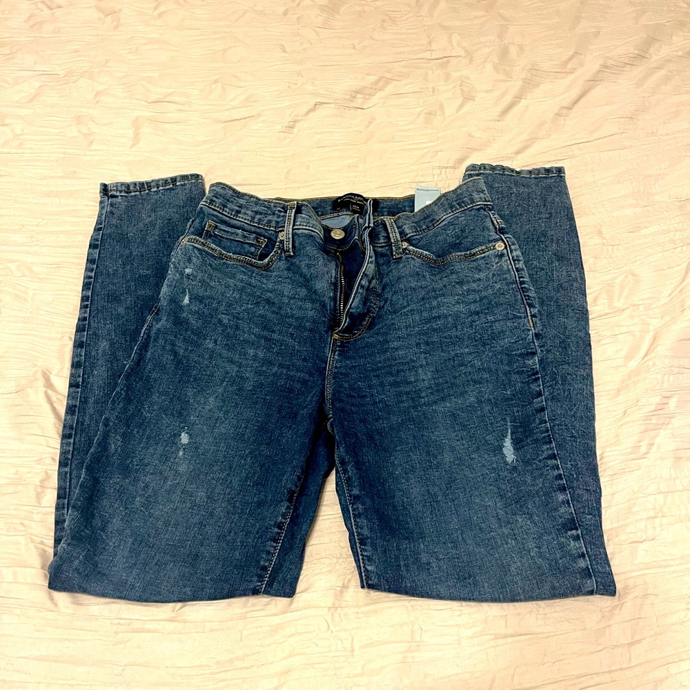 High rise skinny jeans.